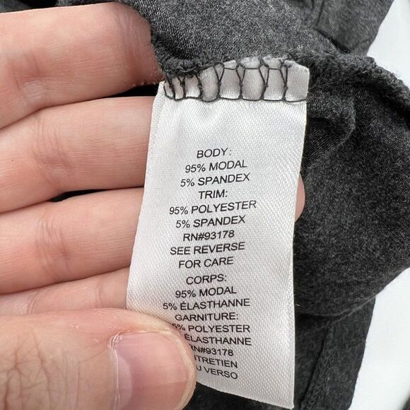 Tahari Faux wrap Modal Blouse gray with black velvet trim size medium - Picture 3 of 3